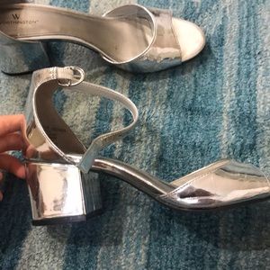 Silver block heels
